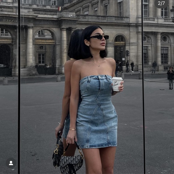 Zara TRF strapless denim dress - Picture 2 of 16